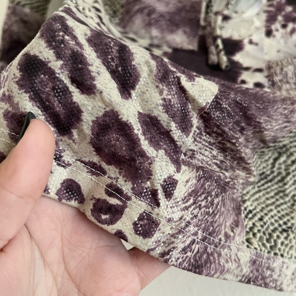 Y2K Vintage Sooki Animal Leopard Print Patch Shimmer Top Size Small - Picture 5 of 6